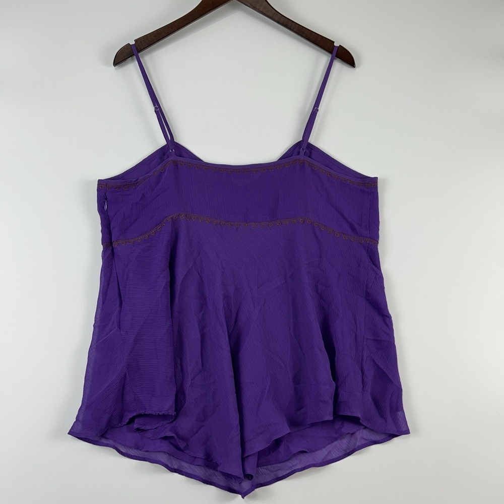 Vintage Mix It Womens Babydoll Tank Top Size 1X Purple Sequins Chiffon Gypsy - Picture 9 of 15